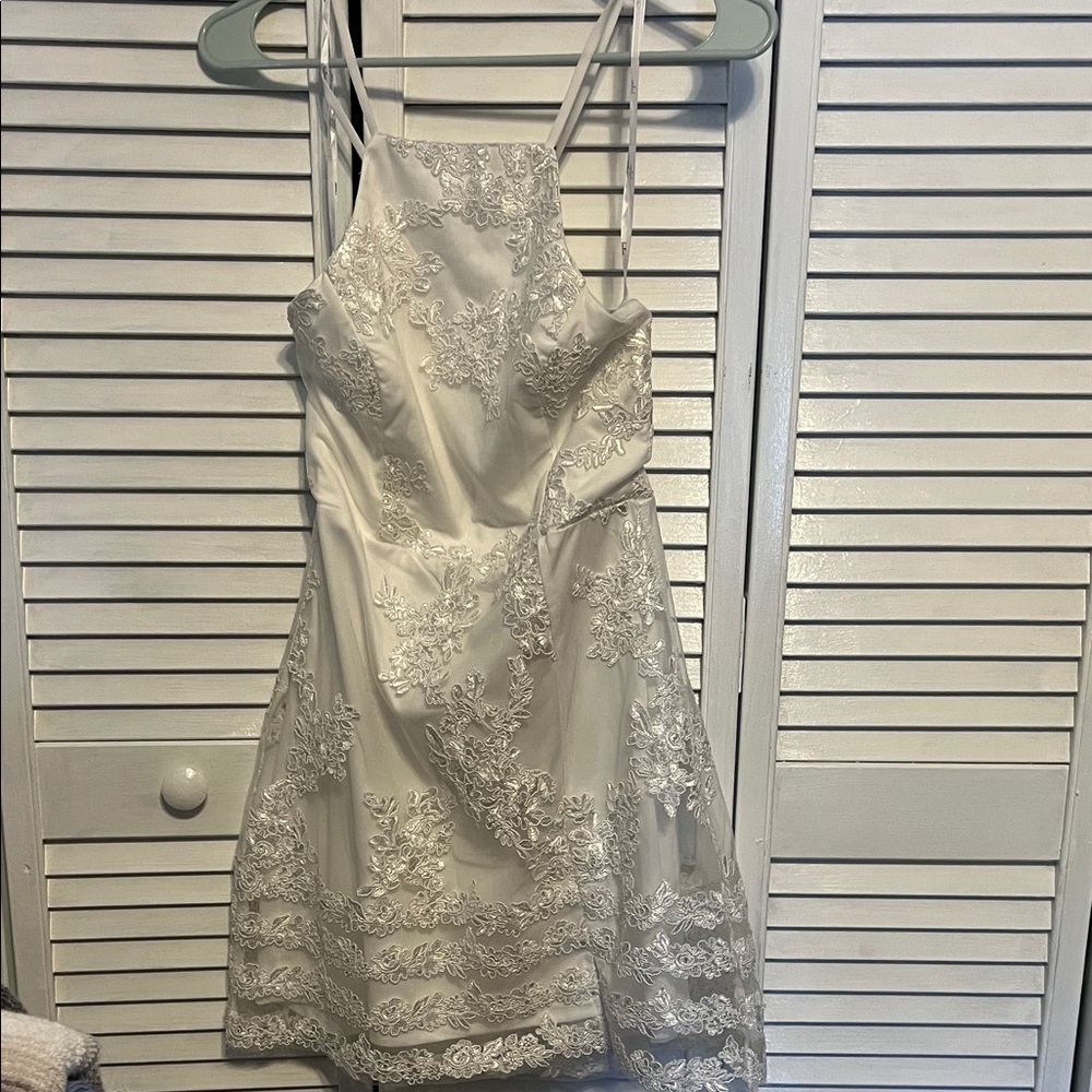 Lulu's White Floral Lace Mini Dress